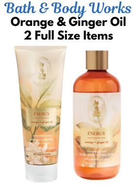 2 Full Size Items-Orange & Ginger Oil -Body Wash + Body Cream NWT - Invigorating
